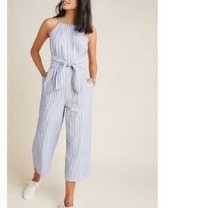 Anthropologie Chilmark Linen Blend Jumpsuit, Costal Chic at its Best, Size Large